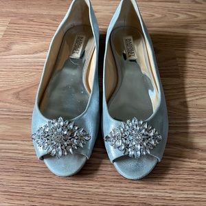 Badgley Mischka Rhinestone Peep Toe Flats